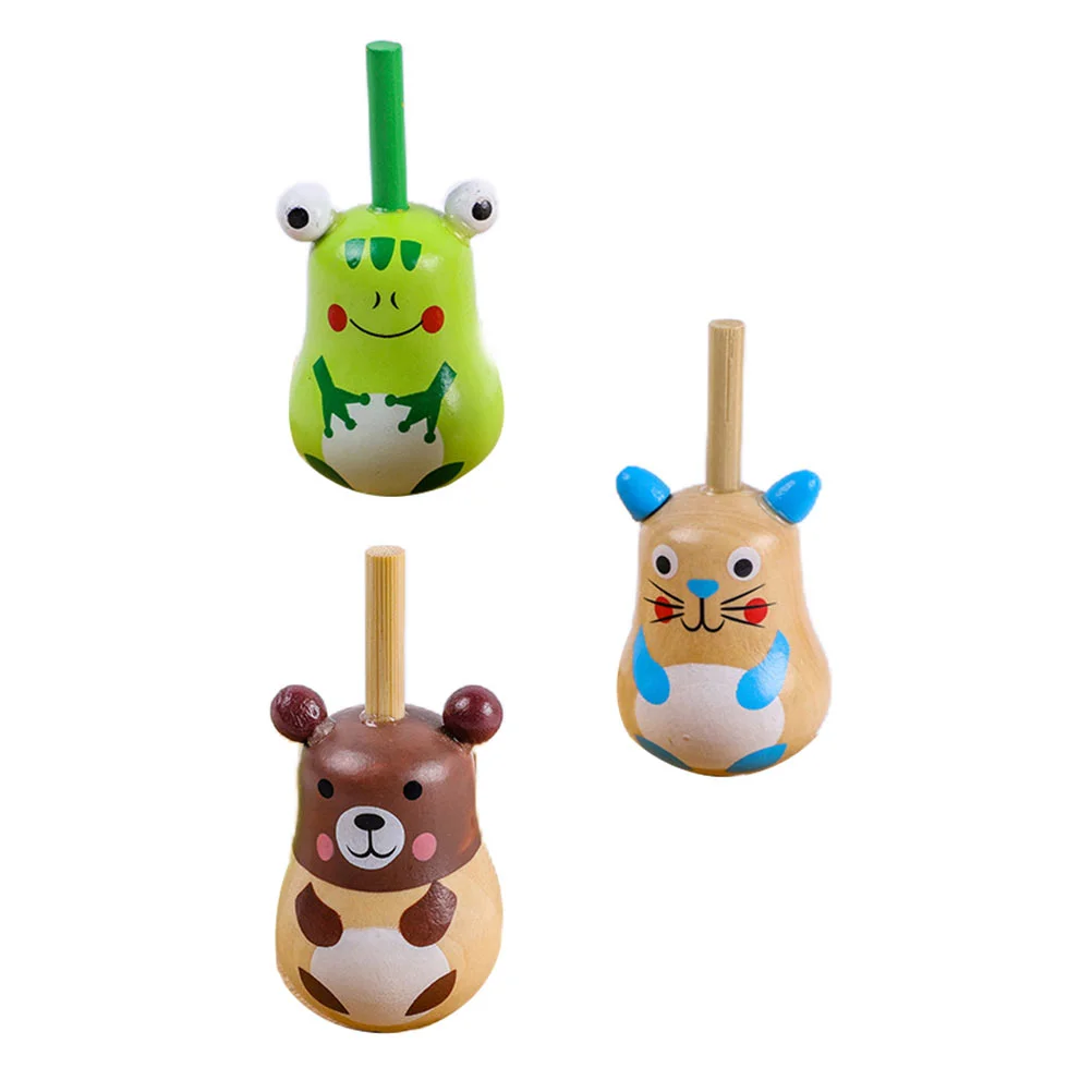 3 Pcs Children's Spinning Top Toy Simple Design Toys Decompression Gyro Educational Jacket Fast Rotation Small Wood Rotating