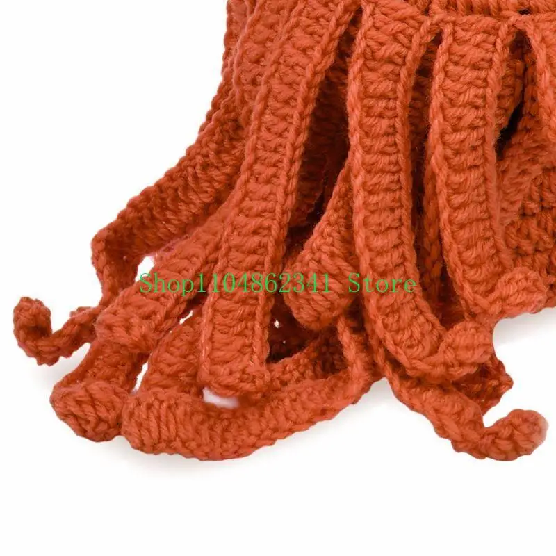 652F Crochet Handmade Knitted Hat Hip Hop Funny Octopus Mask for Outdoor Activities