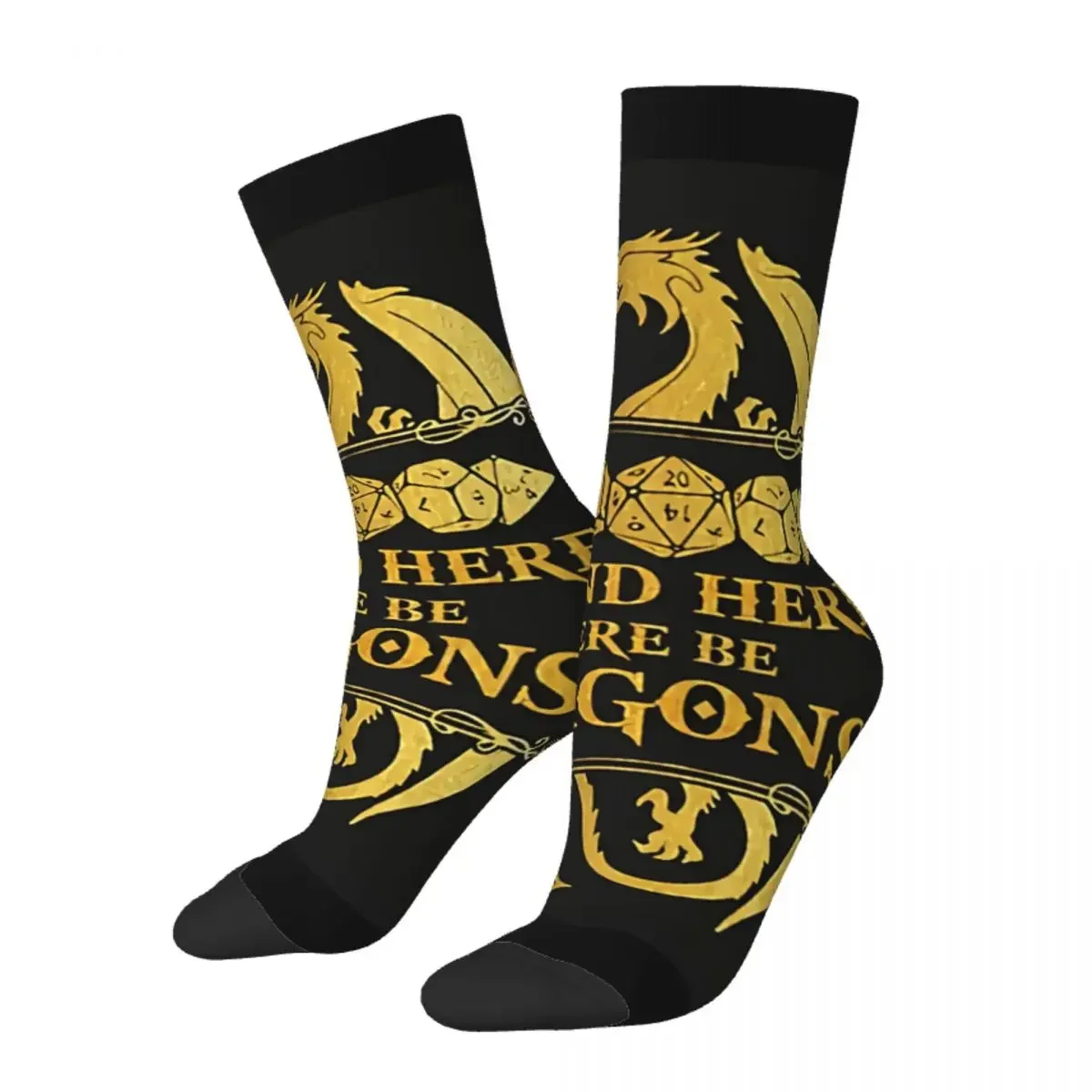 

Hip Hop Retro Beyond Here Crazy Men's Socks DnD Game Unisex Harajuku Pattern Printed Funny Happy Crew Sock Boys Gift