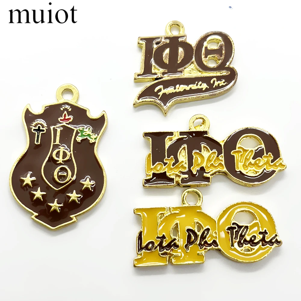 Personalized Metal Plated Fraternity Society IOTA PHI THETA Letter Logo Enamel Charms Pendant