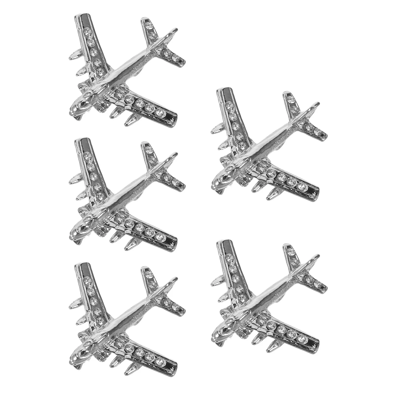 5Pcs Airplane Brooches Lapel Pin Vintage Metal Airplane Badge Collar Pin Accessories for Shirt Suit Bag Backpack