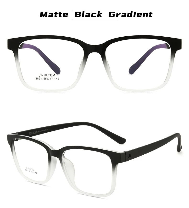 YIMARUILI Mode Ultra-licht Große Schraubenlose TR90 Brillen Frauen Platz Retro Große Gesicht Optische Brillen Rahmen Männer – Detail 14
