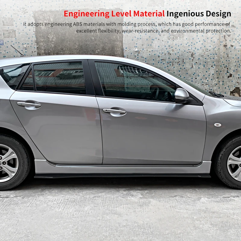 

For Mazda 3 Star Gallop 2011-2015 6 Pcs Car Accessories Side Skirt Glossy Black Side Lip Splitters Extension Wing Panel Body Kit
