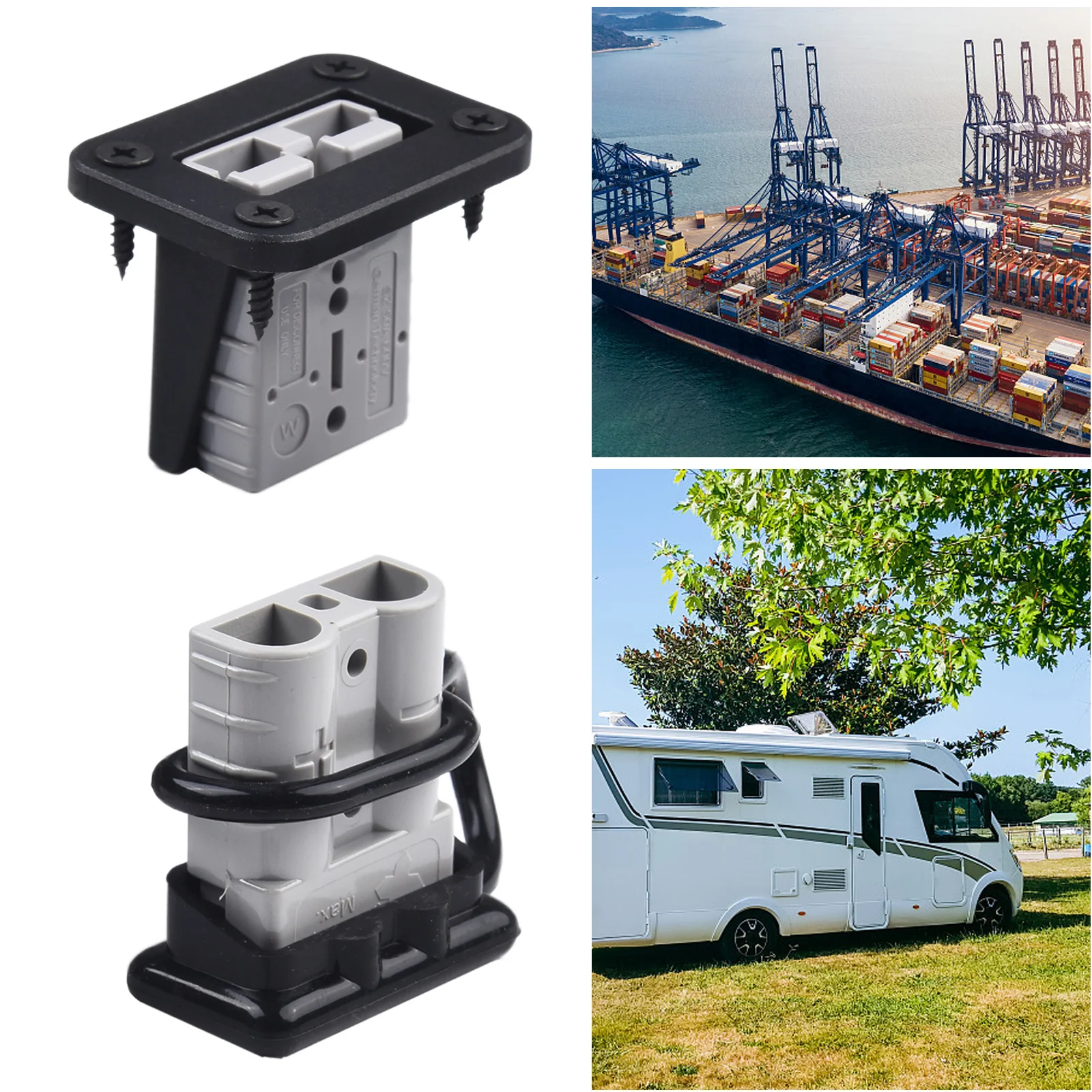 2pcs 50A Battery Cable Connector Kit with Flush Mount Bracket for Boat Winch and Car Trolling Motor Power Supply