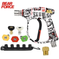 BEAR FORCE Kit de pistola pulverizadora pintada en color para lavadora a presión 210Bar Max lnlet M22-ID14mm con conector rápido de 1/4"" y 5 boquillas de pulverización