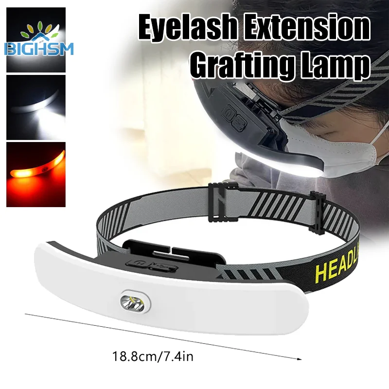 Lampada frontale a LED per ciglia Lampada frontale ricaricabile USB per estensione ciglia Lampada per innesto Luci per protezione degli occhi Shadowless per tatuaggio labbra sopracciglio