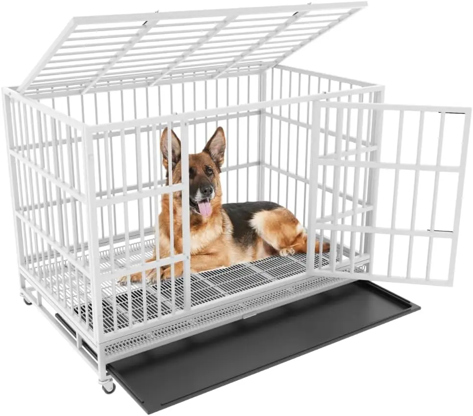 inch Heavy Duty Indestructible and Escape-Proof Dog Crate Cage Kennel for Large Dogs, High Anxiety Dog Crate