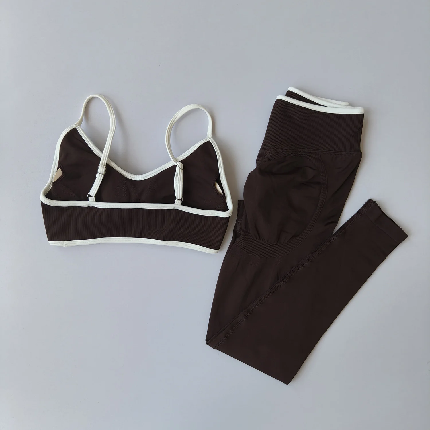 Nahtloses Fitness-Set für Damen, Trainingsanzug, Yoga-Sets, Sportbekleidung, Workout-Leggings mit mittlerer Taille, Sport-BH, Fitnesskleidung, Fitnessanzug – Detail 30