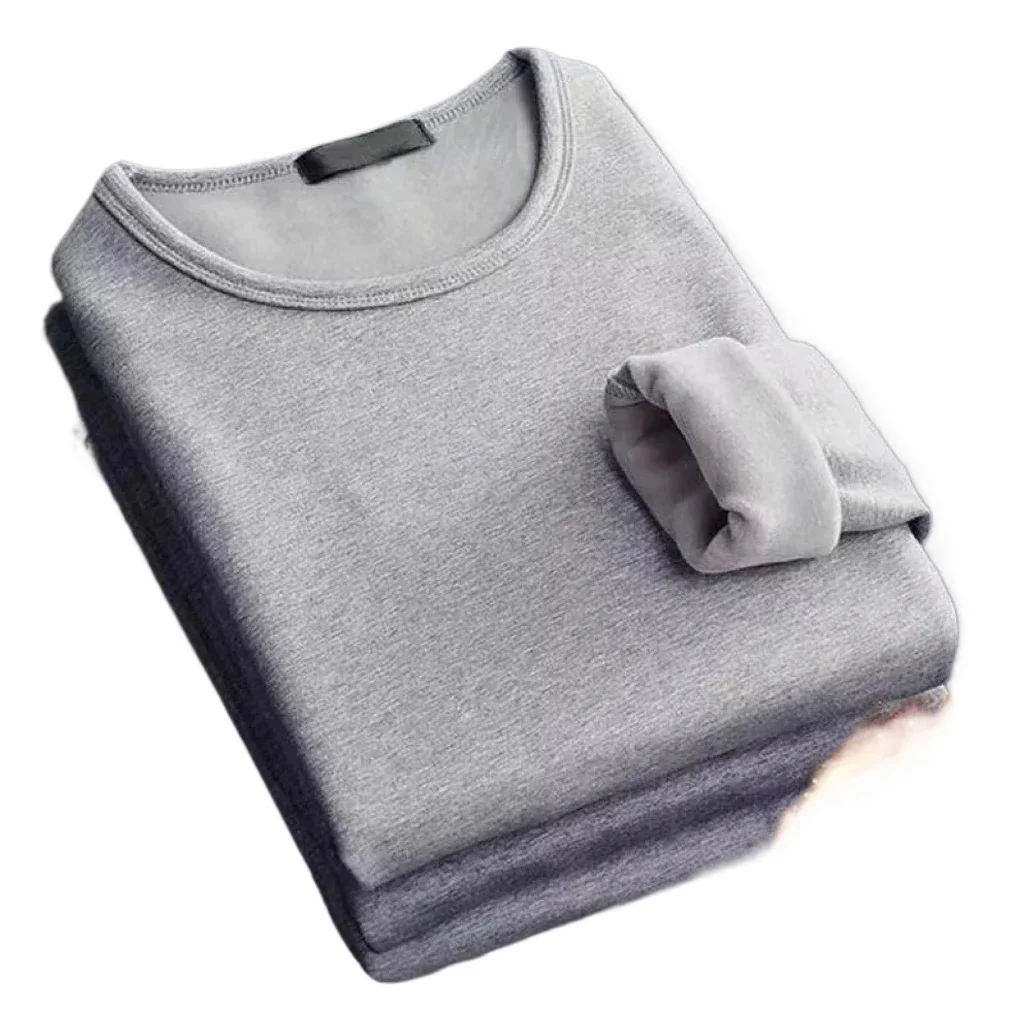 2026 1pcs Men Thickening Velvet Warm Tops Men's Winter Long-sleeved Thermal Underwer Male Round Neck Fashion T-shirt M-5XL