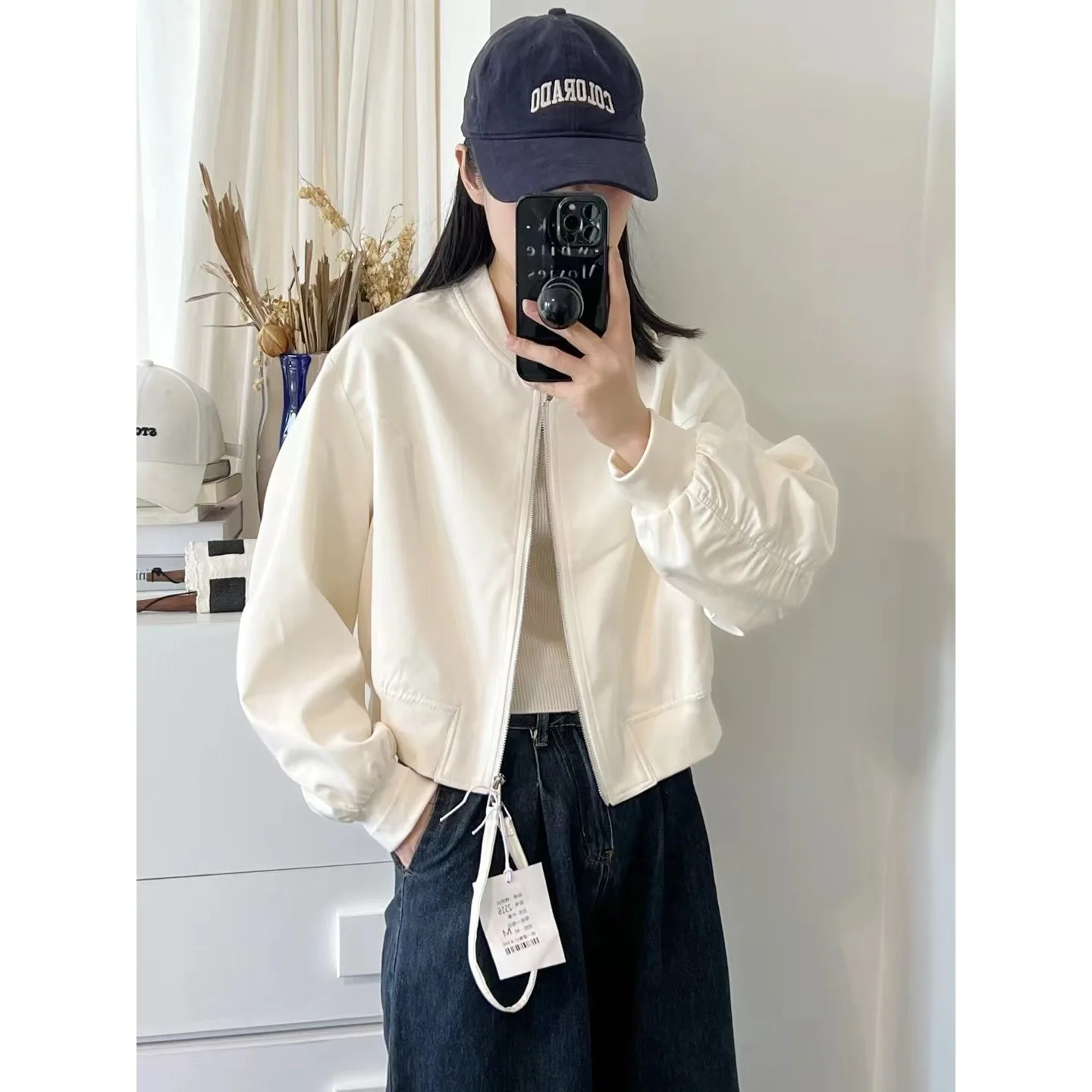 Casual Stand Collar Baseball For Women, European Style, Spring New Korean Fashion Slim Fit Jacket Top