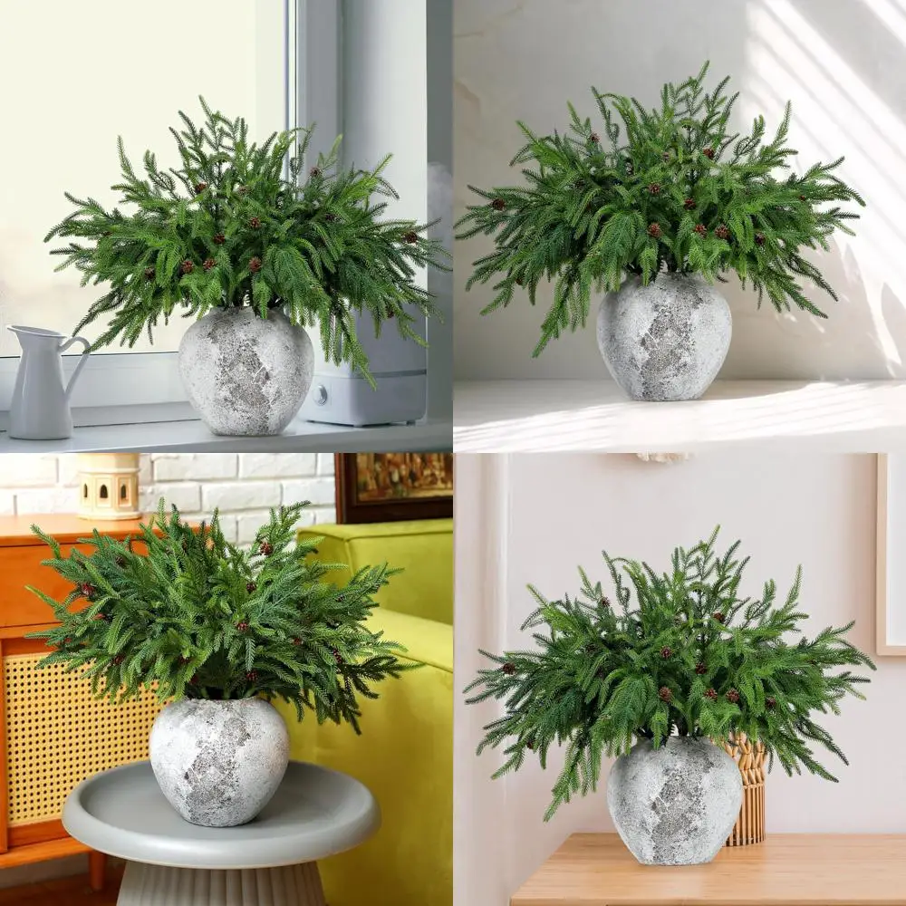 

Искусственные сосновые ветки Norfolk с сосновыми шишками, 16 предметов, идеально подходят для внутреннего и наружного рождественского декора