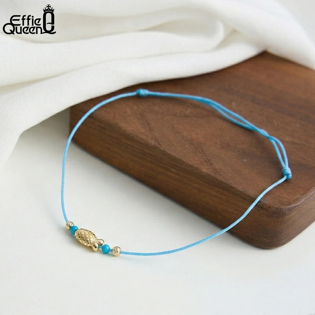 

Effie Queen Simple Cute Fish Anklet Summer Beach Sterling Silver 925 Fish Foot Jewelry Fashion Leg Bracelet Adjustable Gift SA99
