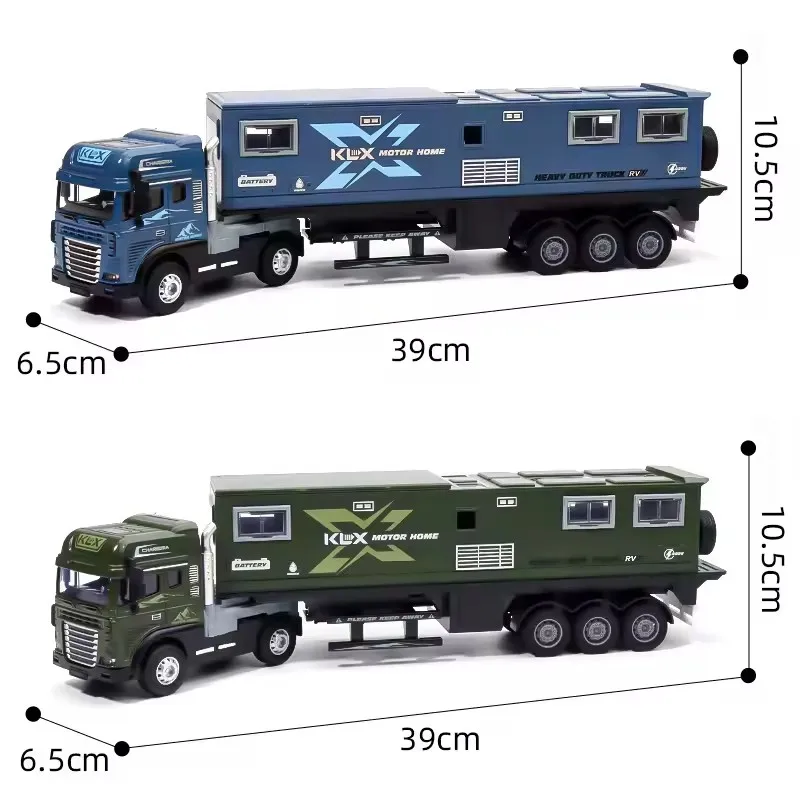 Large Alloy Travel Sound And Light Rv Model Simulation Sound And Light Truck Toy Off-Road Container Truck Children's Toy Gift