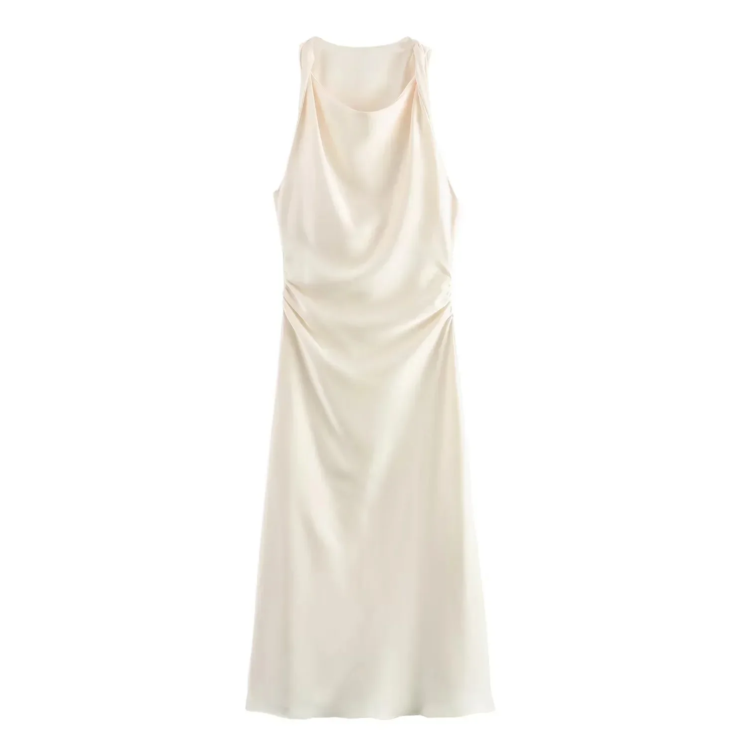 Satin Lange Kleider für Frauen 2025, Sommer Slip Midi Kleid Frau Sexy Abend Party Kleid Ärmellose Weibliche Elegante Kleider