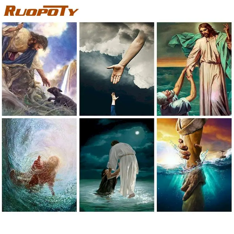 

RUOPOTY 5d DIY Diamond Painting Helping Hands Art Embroidery Mosaic Cross Stitch Rhinestones Craft Kits Home Decor