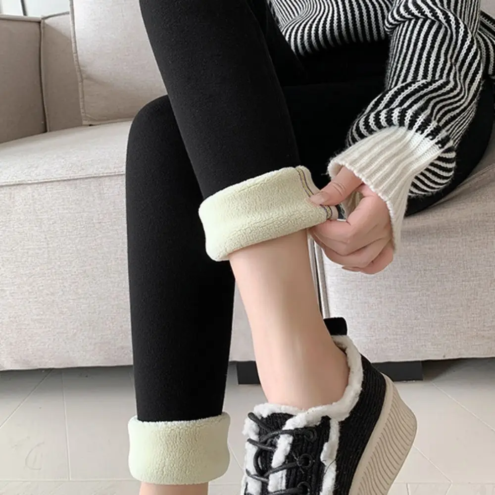 Cusual Stripe Women Leggings Autumn Winter Slim Fit Underpants Thickened Warm Fleece Pants