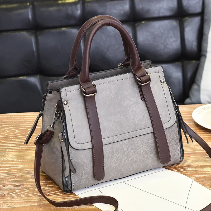 

Korean Vintage Women's Handbags Fashion Large Capacity PU Shoulder Crossbody Bags 2023 New Office Lady Messenger Bag