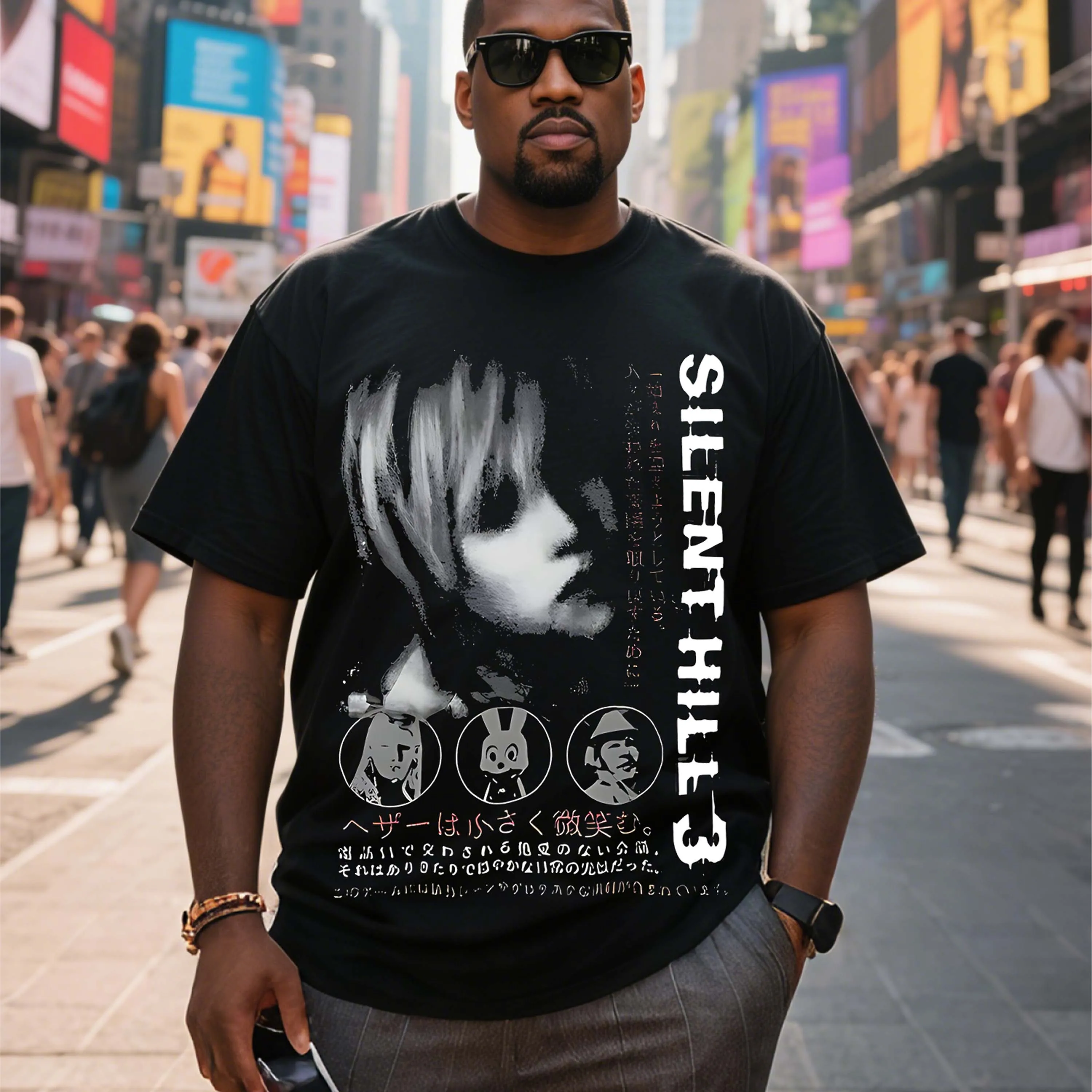 

Черная футболка с короткими рукавами больших размеров Silent Hill 3, подходящая для летней одежды для отдыха на открытом воздухе