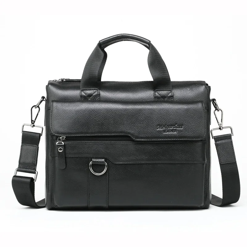 Maleta de couro genuíno vintage, bolsa de couro de negócios masculina, bolsa de grande capacidade masculina ombro mensageiro, sacola fashion