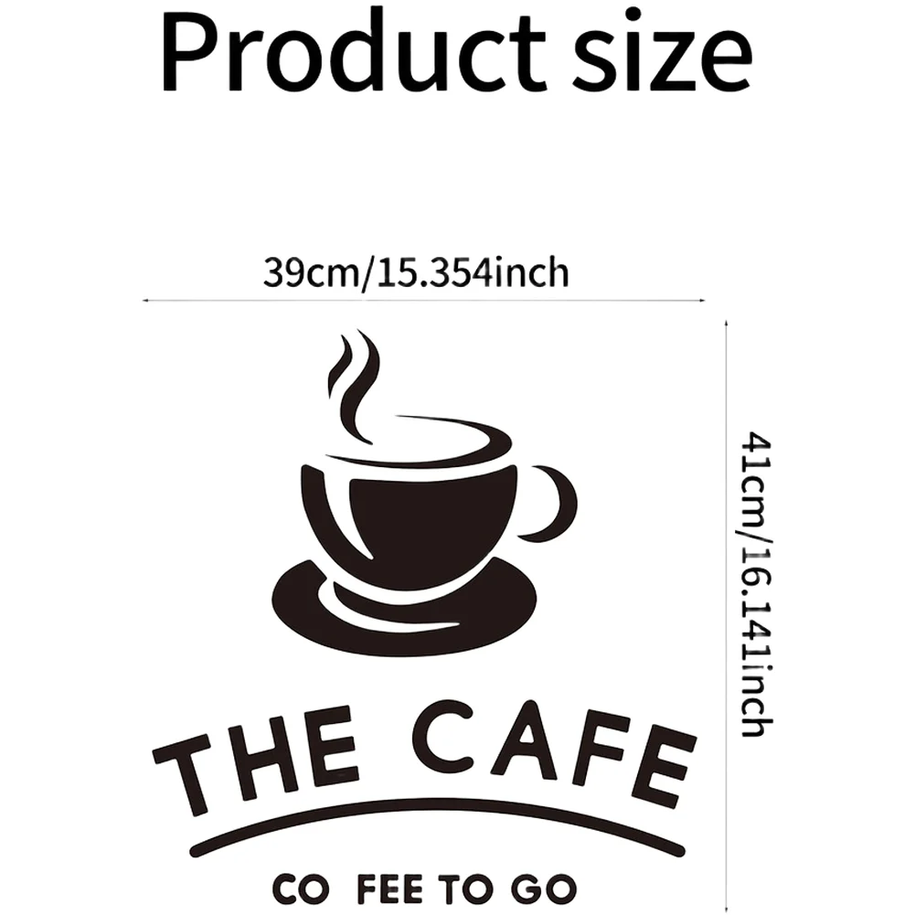 for static Cling Sticker Coffee Cup Wall Sticker Black Creative Signage Unique Design Playful Touch Easy Application