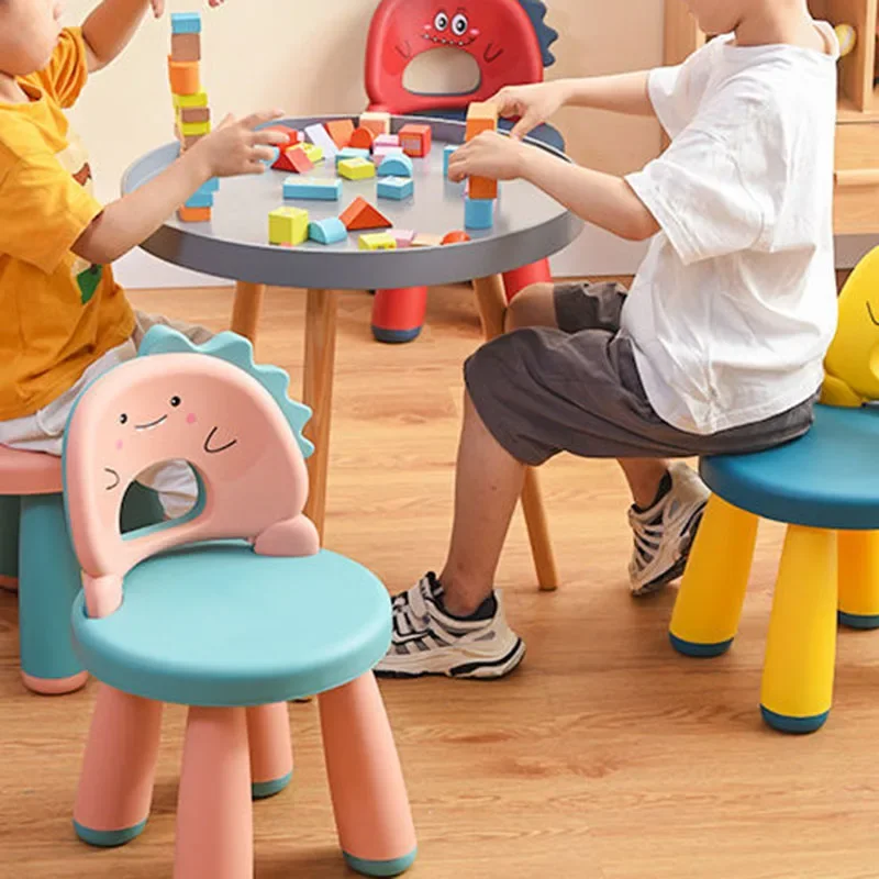 Plastic Children\'s Stool Baby Non-slip Kindergarten Cartoon Child Chair Low Household Backrest Chaise Pour Enfant Kids Furniture