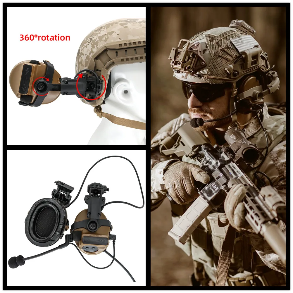 Tactical Headset Comtac III ARC Helmet Bracket Earmuffs Noise Reduction Pickup Shooting Airsoft Sports earphone U94 PTT