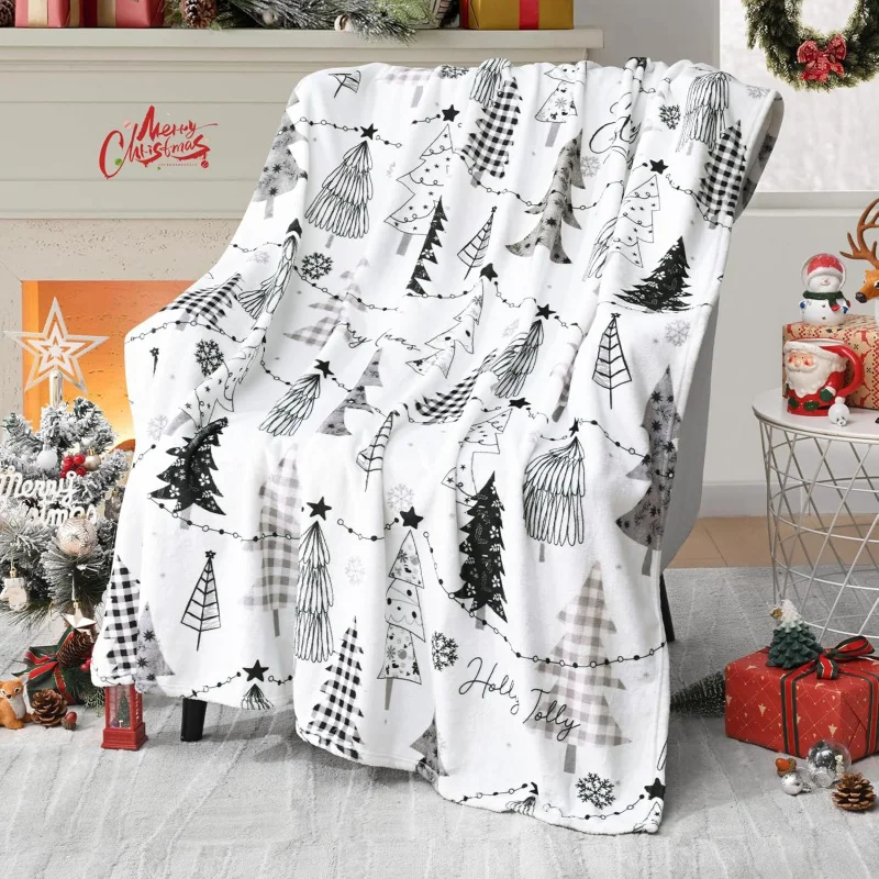 

Christmas blanket, snowflake soft and warm flannel cover, suitable for sofa bed, bedroom cushion, 60INX50IN