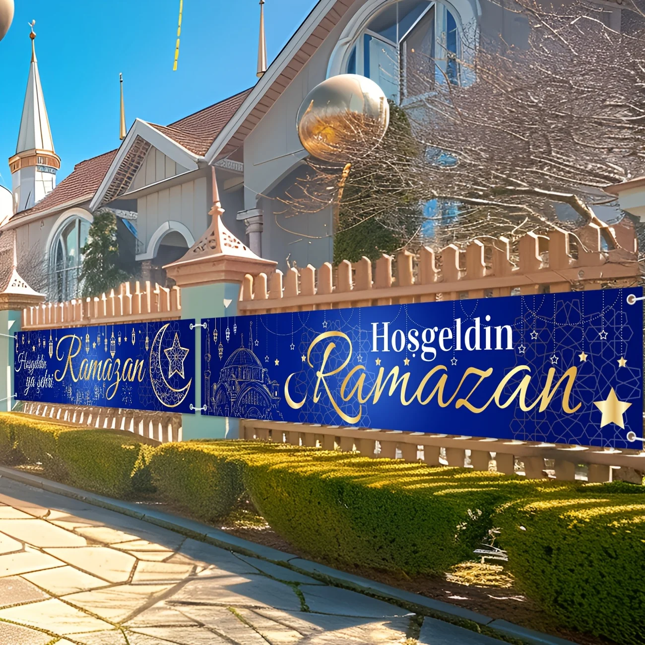 زينة عيد رمضان Hoşgedin Ramazan لافتة خارجية Hosgeldin ya Sehri Ramazan خلفية رمضان مبارك للمسلمين