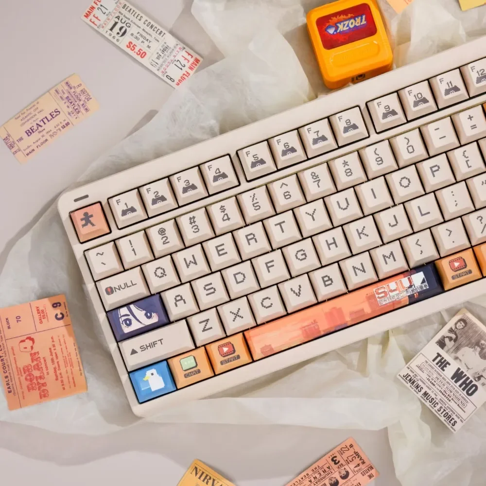 Urban Punk Theme Keycap Set 98key PBT Custom Personalized Keyboard Cap Cherry Profile KeyCap for Mechanical Keyboard 65/68/75/87