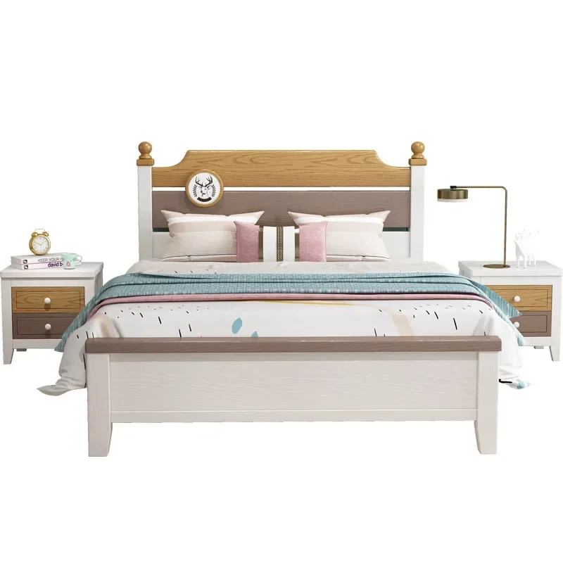 

Bed all solid wood 1.2 meters single bedroom 1.5 meters storage youth student study