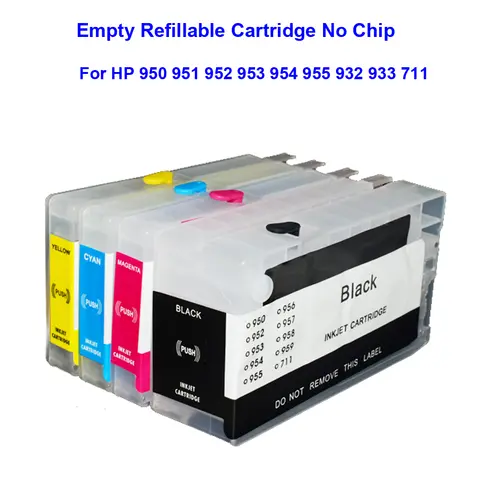 For HP 950 951 952 953 954 955  711 Ink Cartridge Refillable Without Chip for HP 7740 8210 8700 8710 8600 8100 T520 T120