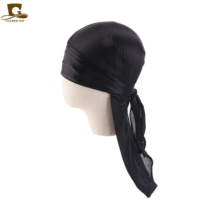 Kids Silky Durag Boy\'s Long-tailed Pirate Cap Hip-Hop Cap Bandana Turban Headwear Children Hair Accessories New Fashion