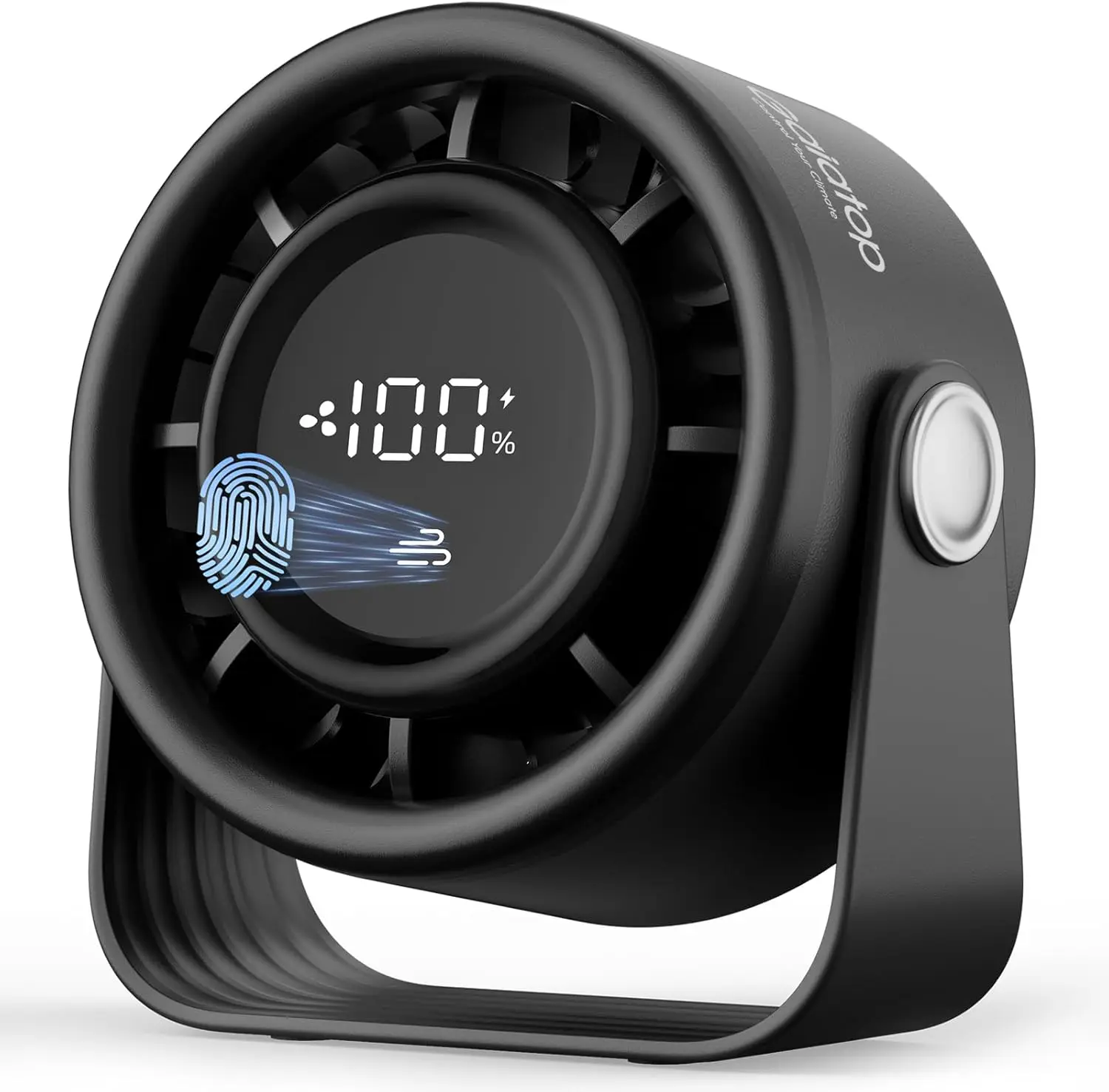 

Rechargeable Small Desk Fan, Quiet Personal Table Fan with Touch Control, 360° Tilt, 5-Speed Strong Wind, 4000mAh Battery for