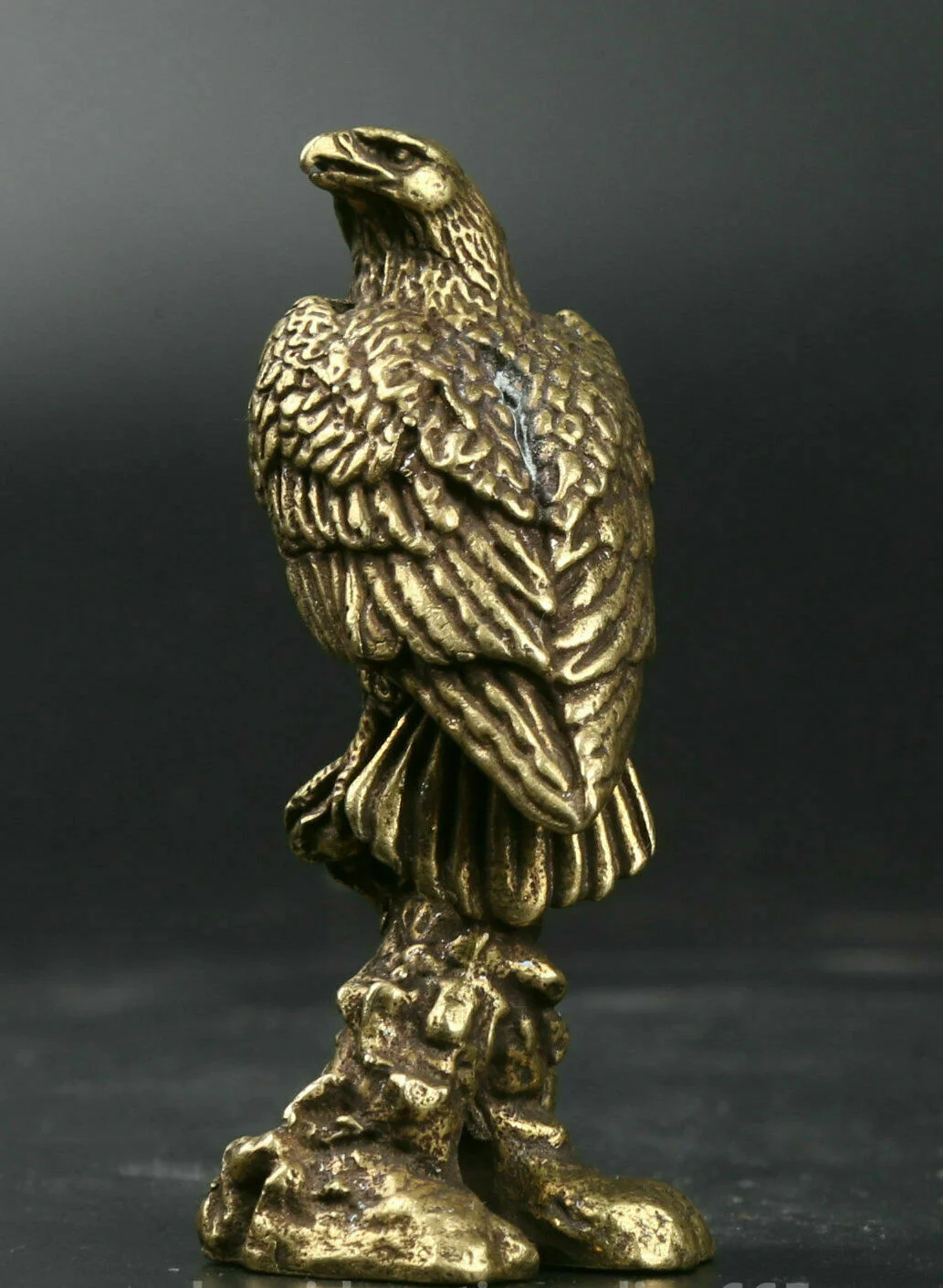 66MM Small Curio Chinese Bronze Animal Black-eared Kite Hawk Eagle Glede Statue