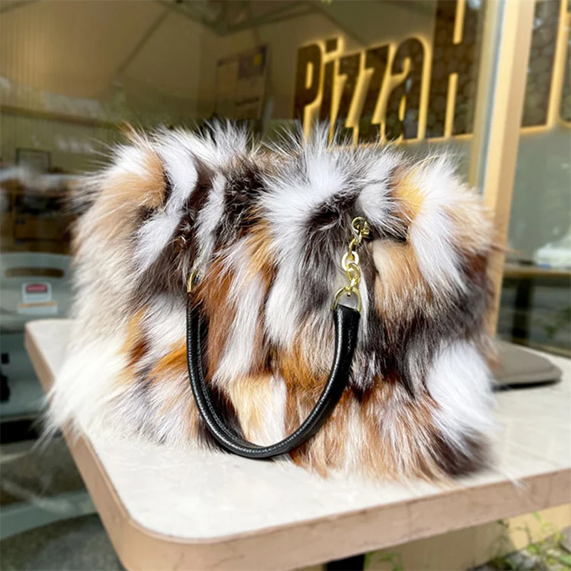 Imagem -04 - Bolsa de Luxo Fox Fur para Mulheres Bolsa de Ombro Grama Foreskin Festa de Casamento Designer de Moda Feminina Novo 2023