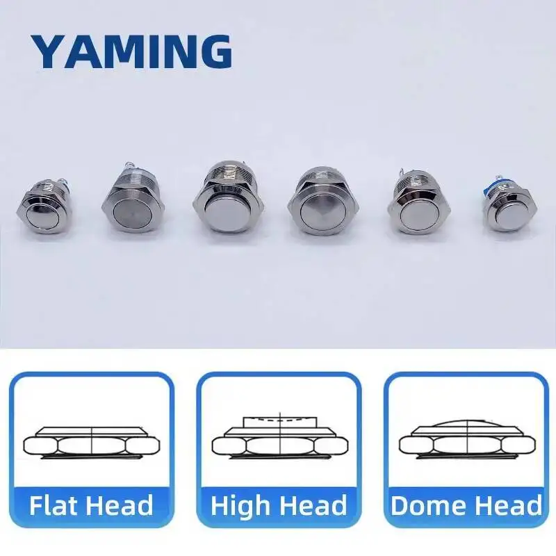 

5pcs 16/19/22mm Reset Momentary Metal Doorbell Bell Horn Power Push Button Switch Screw Car Auto Engine PC Power Start
