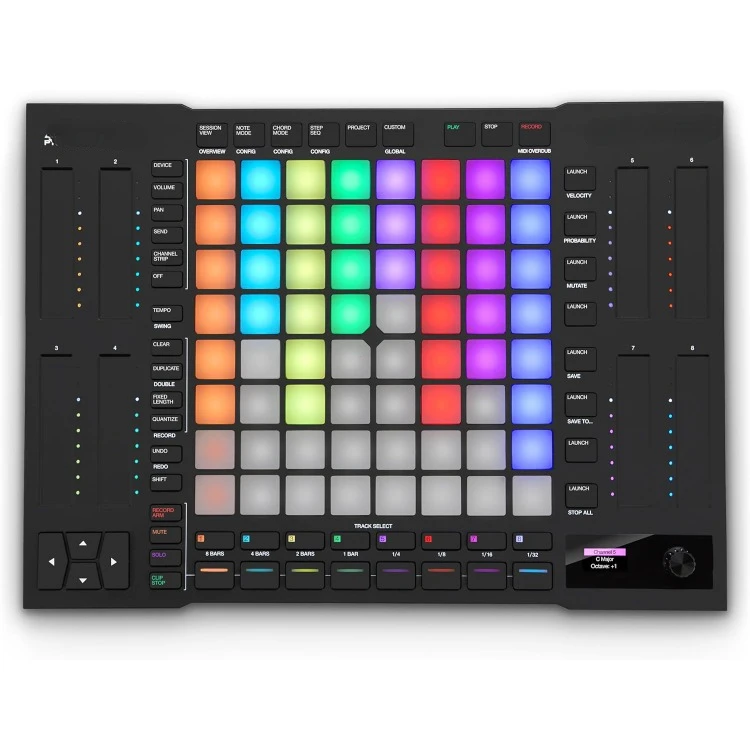 

Professional APC64 Ableton MIDI Controller with 8 Touch Strips, Step Sequencer, 64 RGB Velocity-Sensitive Pads, CV Gates