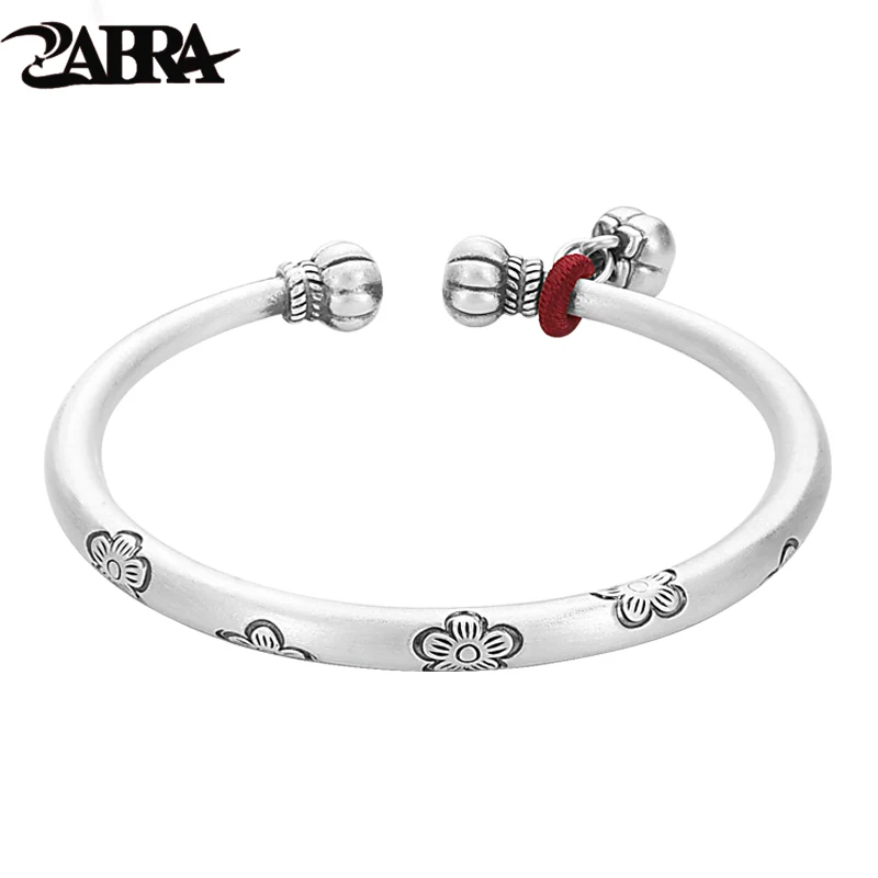 

ZABRA 9999 Sterling Silver Plum Blossom Pumpkin Bracelet Women's Vintage Chinese Style Persimmon Ruyi Foot Silver Bracelet