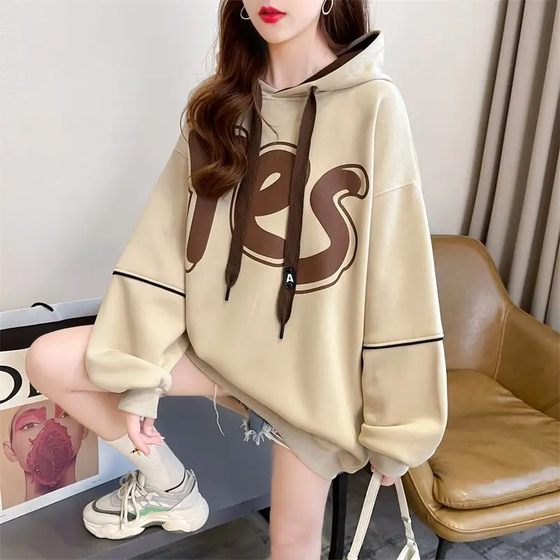 여성용 레터 프린팅 후드티, 저렴한 청소년 의류, 드롭쉬핑, 에모 플리스 여성 후드탑, 텍스트 포함