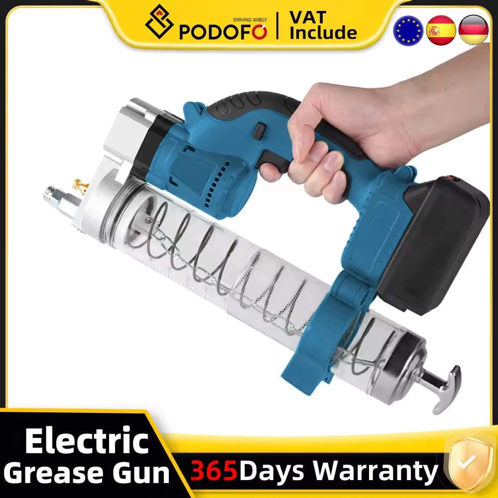 Pistolet do smaru elektrycznego Podofo 10000PSL 689Bar Bezszczotkowy pistolet do smarowania Bezprzewodowy pistolet do smaru z wtryskiwaczem do uszczelniaczy Olejarka do smarowania