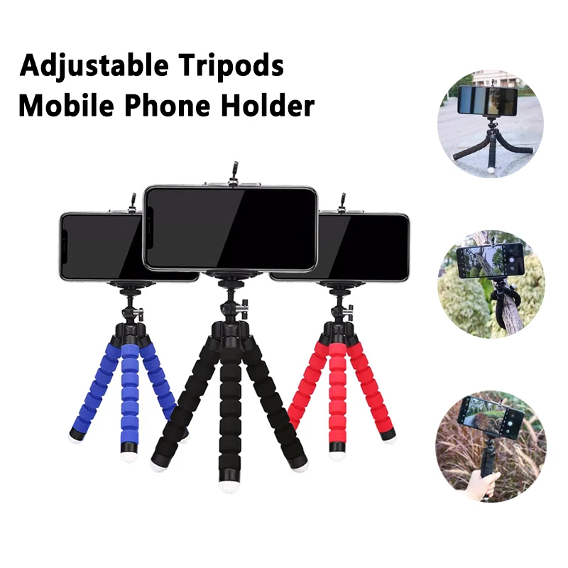 Trípodes portátil Flexible teléfono trípode soporte cámara móvil Hoder Clip Smartphone monopié Tripe soporte pulpo Mini trípode soporte