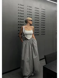 New Elastic Waist A-line Half Length Skirt For Women Summer Long Skirt American Girls High Waist Fashion Women