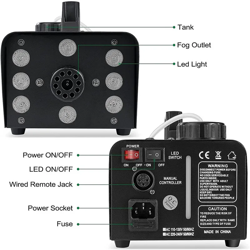 البوب ديسكو آلة لصنع الدخان الملونة 500 واط LED عن بعد مبيد القاذف Dj عيد الميلاد حفل زفاف المرحلة تأثيرات ضوئية آلة الضباب