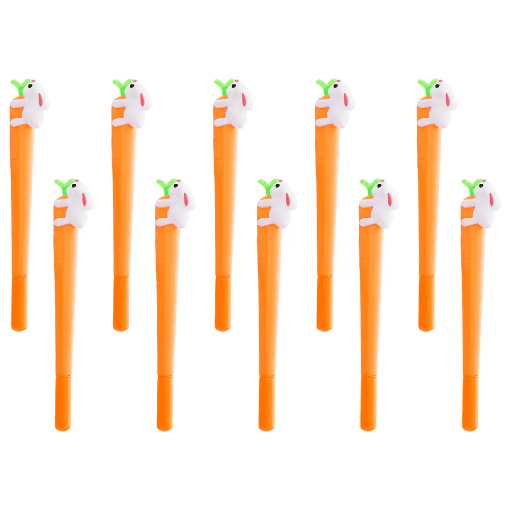 

10Pcs 0.5mm Gel Ink Pen Cartoon Rabbit Carrot Shape Student Writing Pens Smooth Writing Ergonomic Design Safe ABS Material