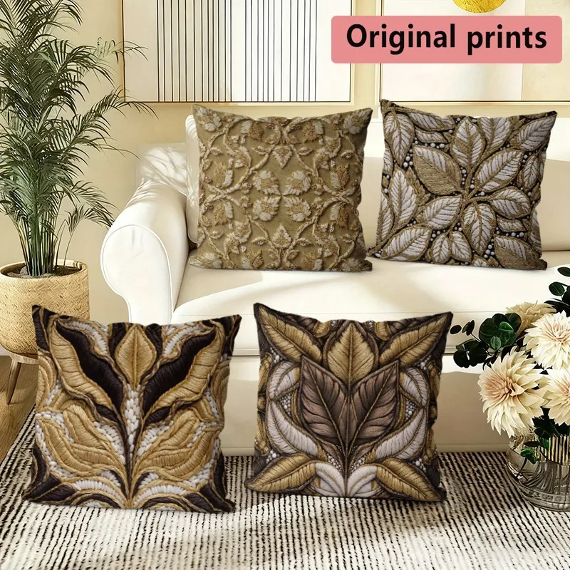 Vintage Botanical Leaf Throw Pillow Covers Pattern Cushion Cover Suitable for Sofa Bedroom Car Pillow Cover