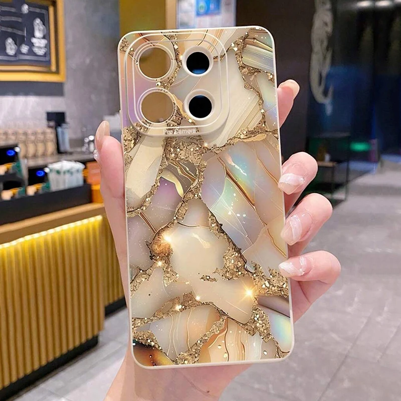

For Xiaomi 14T Pro 13 12 11 Lite 5G 15 14 13T 12T Shockproof Phone Case With Black And Gold Graded Marble Pattern Graphic Cover