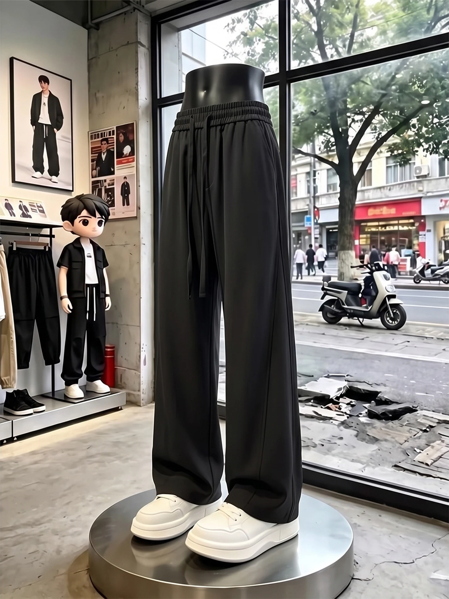 American Style Slim Fit Straight Leg Men's Summer Pants Thin Hanging Sensation Long Casual Wide Leg Trousers