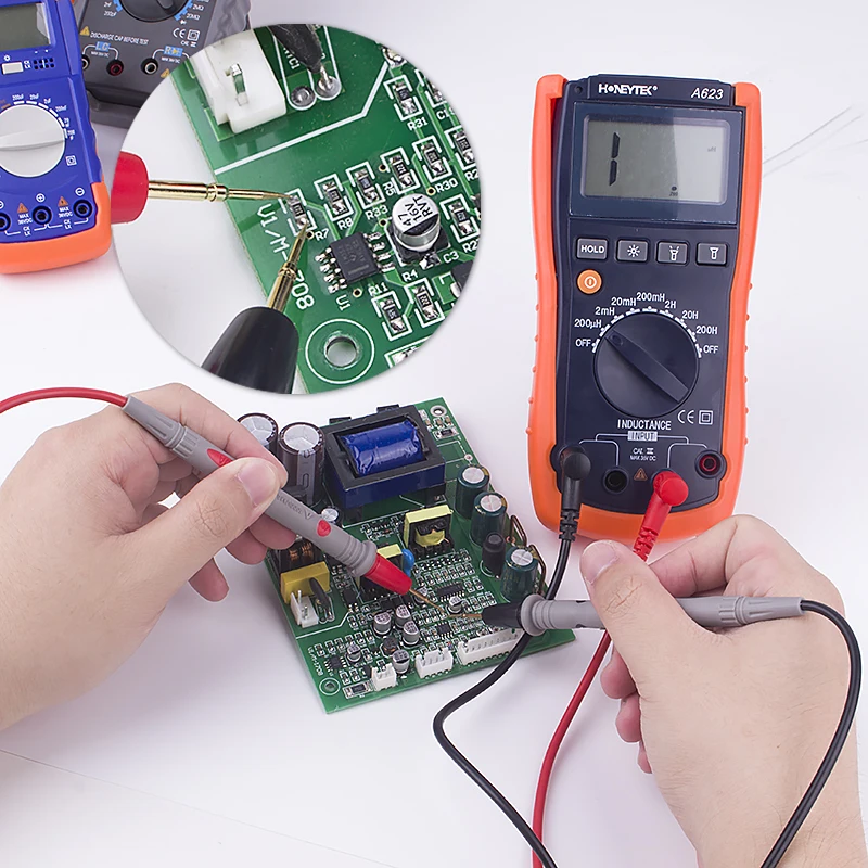 Profession Inductance Meter Digital Multimeter Tester Tool Kit A623 For Inductance LCD Display Measuring Meter 200μH-200H