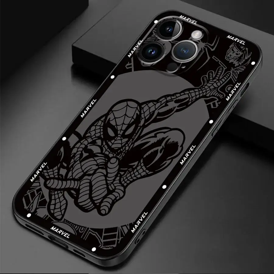 Marvel Iron Man Sqiderman Phone Case for iPhone 16 8 XS X 14 16 Pro SE 15 Pro Max 13 Pro XR 11 12 Mini XS Max 11 7 Silicon Cases