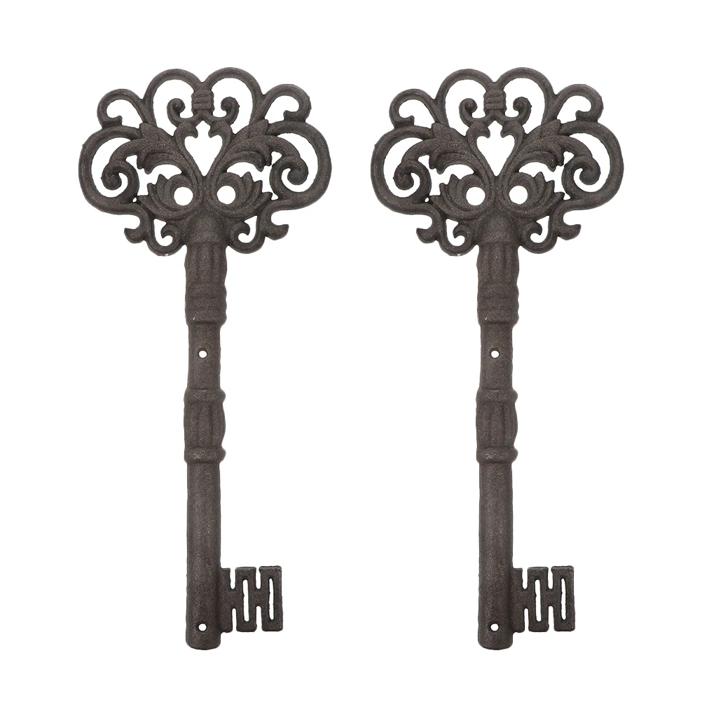 

2 Pcs Cast Iron Key Accessories Vintage Wall Decor nament Retro Miniature Models Sculpture
